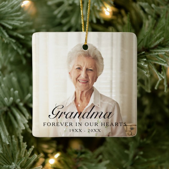 Morma för alltid i vårt foto-minne julgransprydnad keramik (Träd)