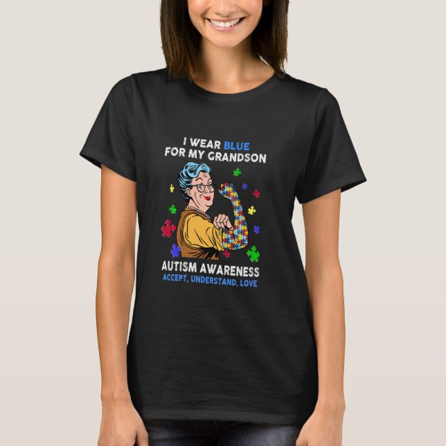 Morma I Bära Blue för Min morson Autism Awarene T Shirt (Framsida)