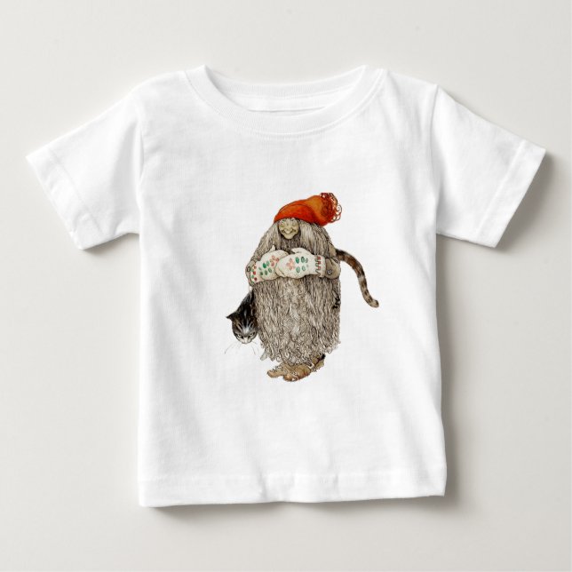 Morma jul Tomten med Grått Cat T Shirt (Framsida)