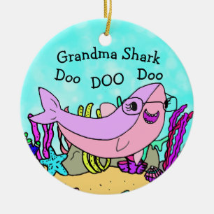 Morma Shark-familjens julprydnad Julgransprydnad Keramik
