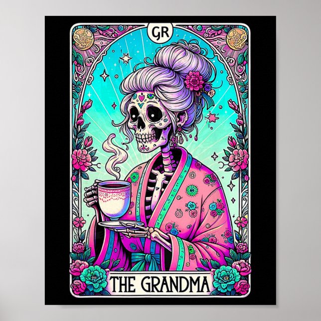 Morma Tarot Card Skeleton Mors dag Witch Poster (Framsidan)