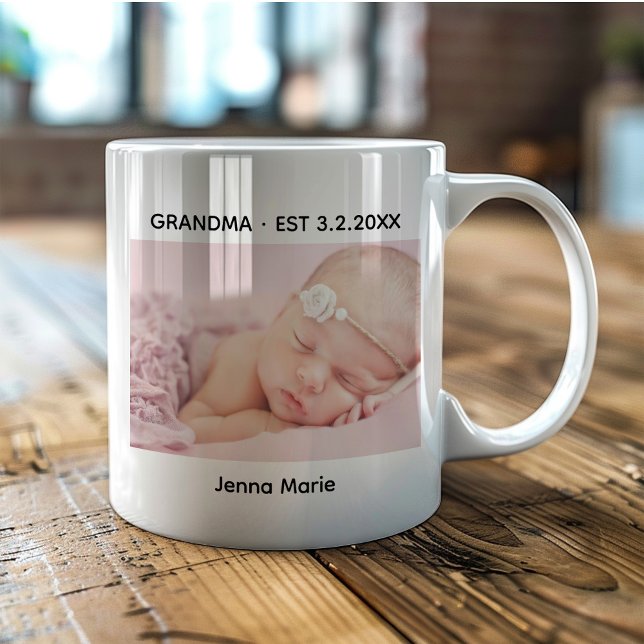 Mormadatum etablerat Baby Photo Kaffemugg (Skapare uppladdad)