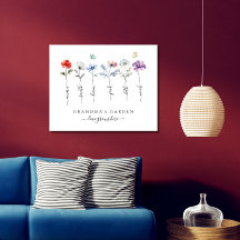 Mormans trädgård med barnbarn namn Watercolor