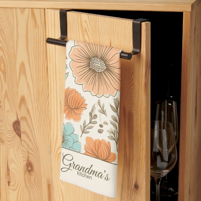 Mormas Blommigt för kötersättning Kökshandduk (Thirds Fold)