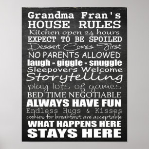 Mormas House Regler - Chalkboard - Customize! Poster