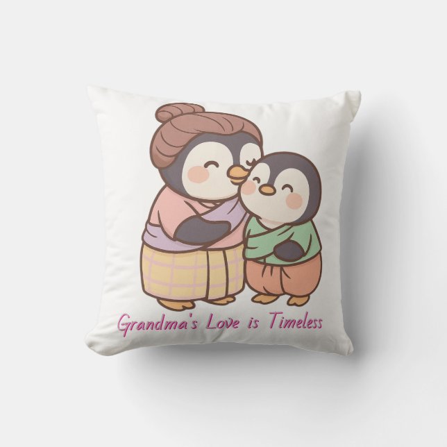 Mormas Kärlek är timodig | Cute Penguin Pillow Kudde (Framsida)