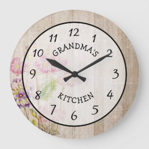 Morma's Kitchen Rustic Blommigt Wood Clock Stor Klocka