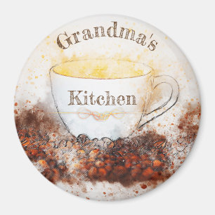 Mormas Mysiga kaffebönor i kopp i köket Magnet