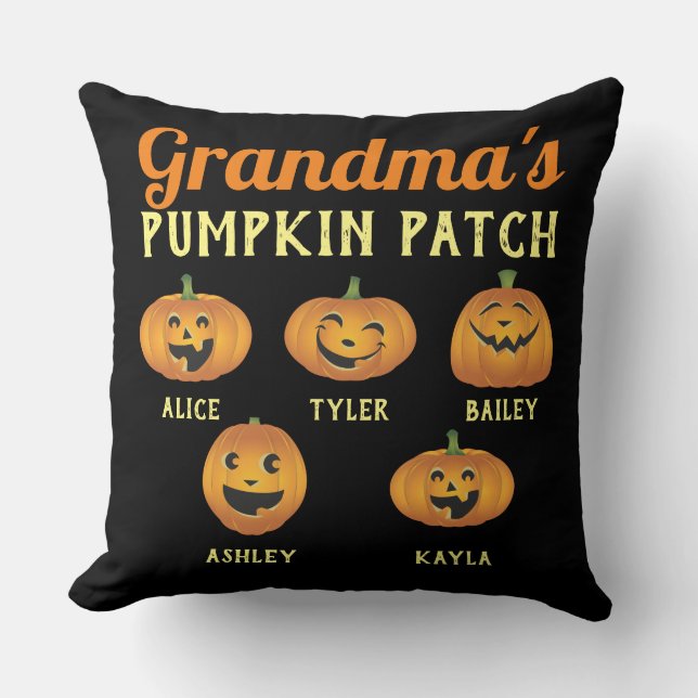 Mormas Pumpkin Patch Anpassningsbar Barnbarn Namn Kudde (Framsida)