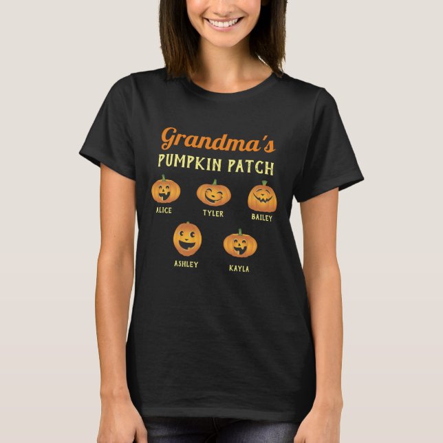 Mormas Pumpkin Patch Anpassningsbar Barnbarn Namn T Shirt (Framsida)