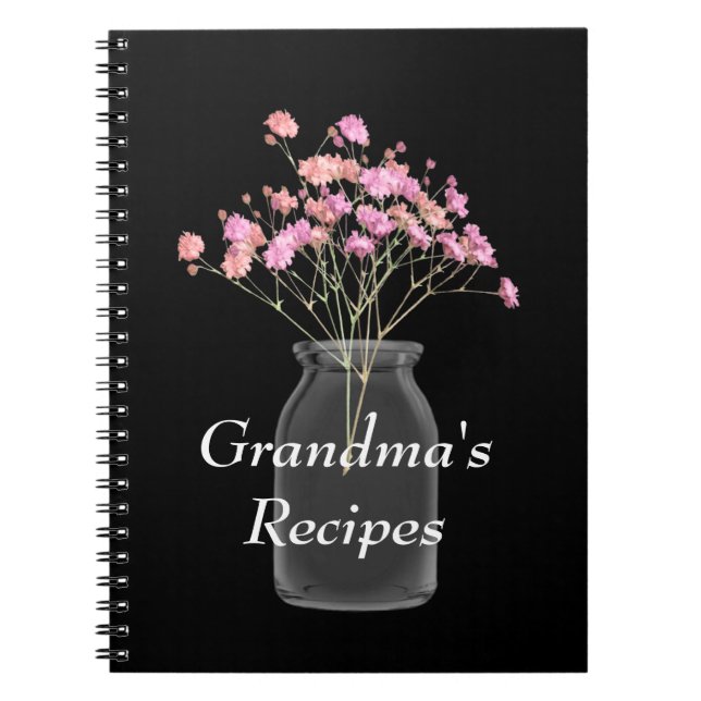 Mormas Recipes Wildblommor Mason Burk Rosa Anteckningsbok (Framsidan)