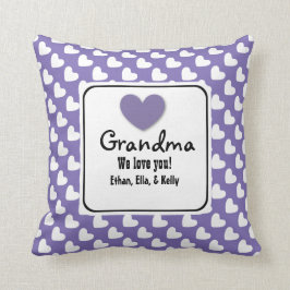 MORMODERN älskar vi dig lila- och vithjärtor D06 Kudde