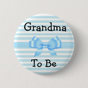 Mormodern som är blått- och vitbaby shower, knapp