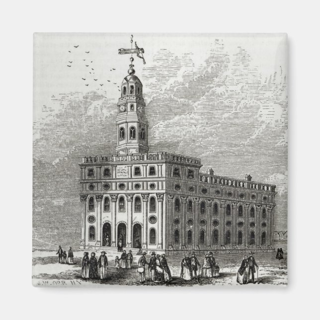 Mormon Temple vid Salt Sjö, 1854 Magnet (Framsidan)