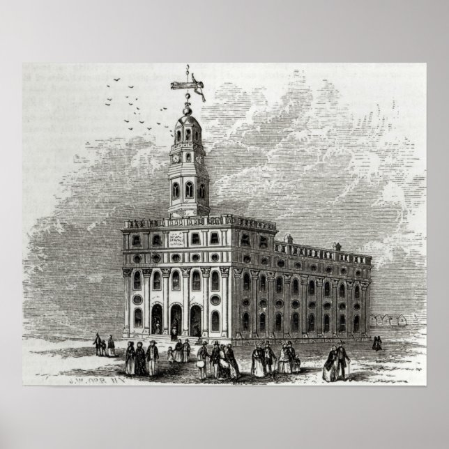 Mormon Temple vid Salt Sjö, 1854 Poster (Framsidan)