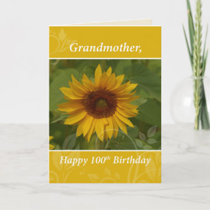 Mormor, 100:e året Solros Grattis på födelsedagen Kort