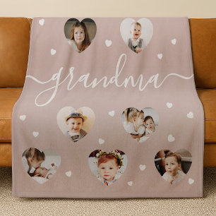 Mormor 10-Fotocollage Elegant Skrift Dammig Rosa Fleecefilt