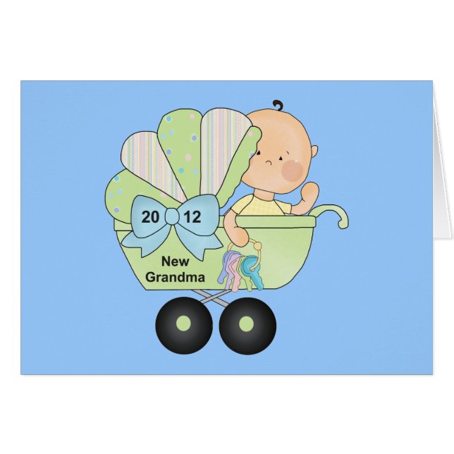 Mormor 2012 (grönt) hälsningskort (Framsidan Horizontal)