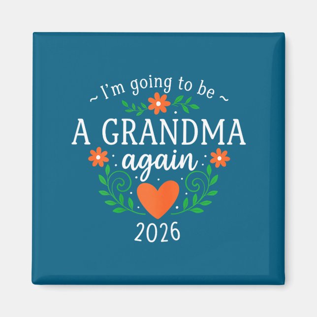 Mormor 2026 2:a barnbarns bebis bebisannonsering magnet (Framsidan)