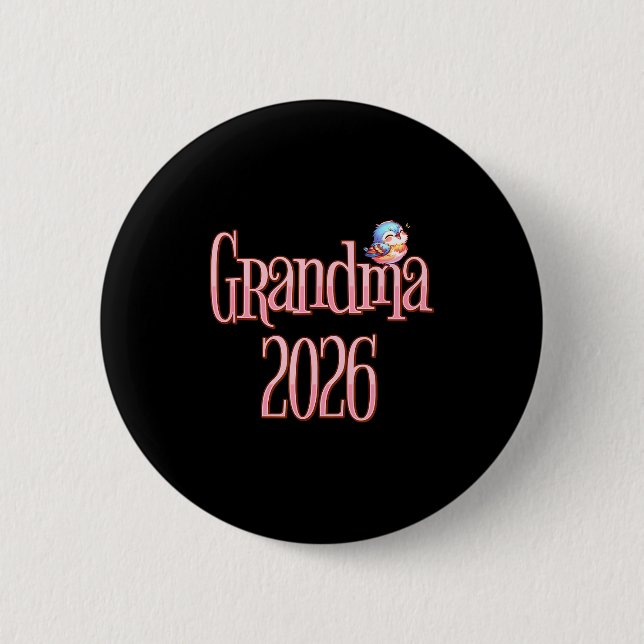 Mormor 2026 Söt Fågel Ny Mormor Graviditets Avslöj Knapp (Framsida)