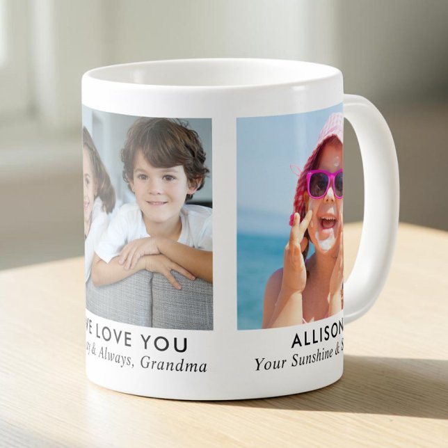 Mormor 3 Foto Kaffemugg (Grandma 3 Photo Coffee Mug)