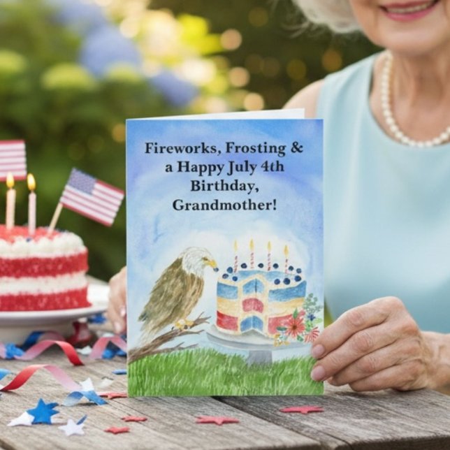Mormor 4 juli Födelsedag Vitfiskad Örn Kort (Skapare uppladdad)