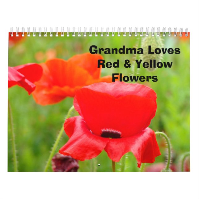 Mormor älskar röda gula blommor kalender (Omslag)