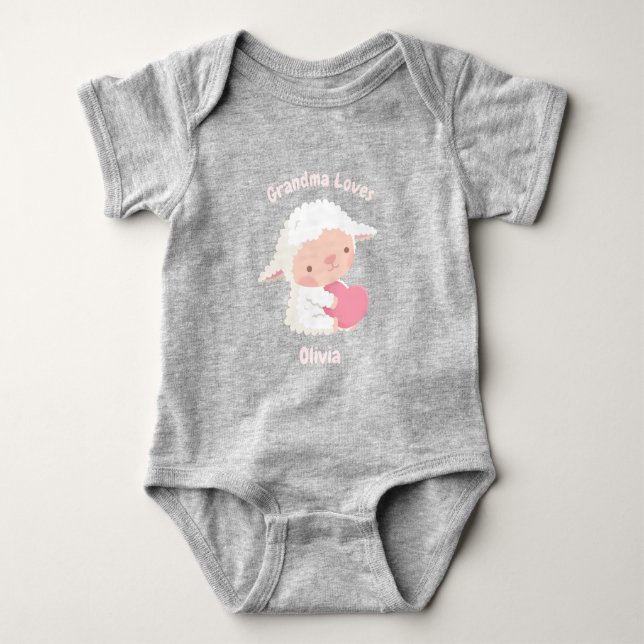 Mormor älskar sött litet lamm Personligt T Shirt (Framsida)