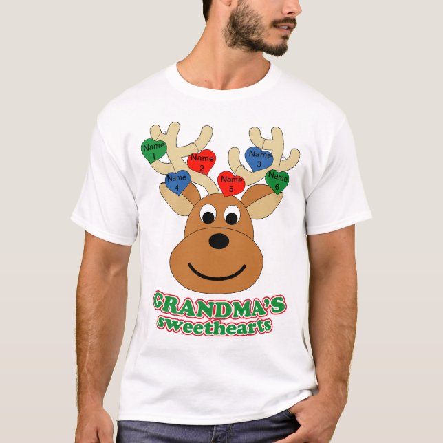 Mormor älsklingar tillfogar dina barnbarnnamn t-shirt (Framsida)