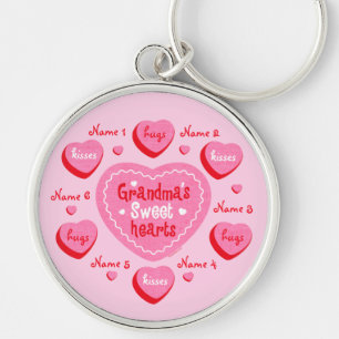 Mormor älsklingpersonlig Keychain Rund Silverfärgad Nyckelring