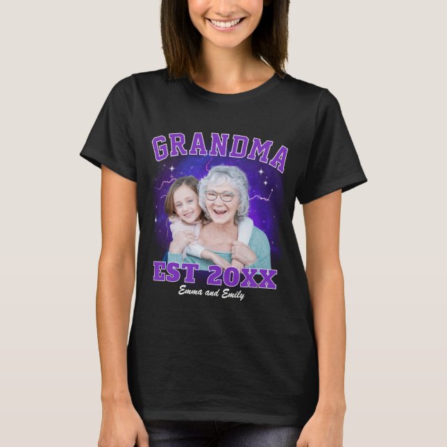 Mormor Anpassad Foto Bootleg Rap Mors Dag T Shirt (Framsida)