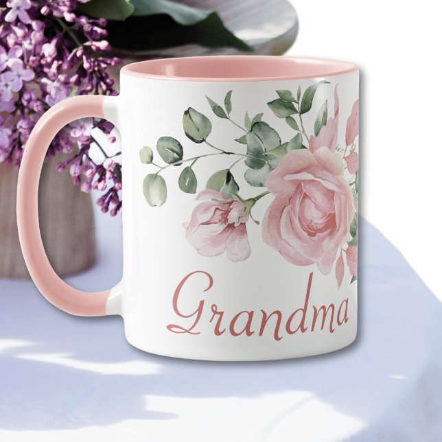Mormor År Etablert Tilpassade Rosa Rosor  Mugg (Skapare uppladdad)