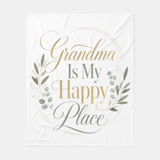 Mormor är min lyckliga plats fleecefilt (Framsidan)