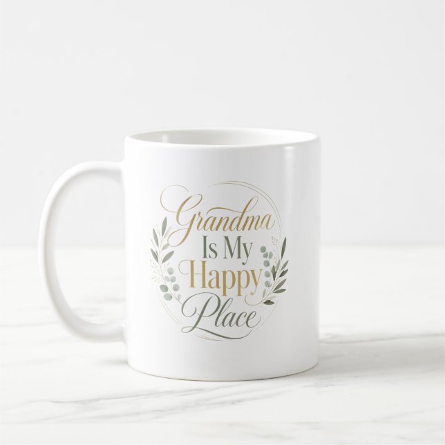 Mormor är min lyckliga plats födelsedag kaffemugg (Vänster)