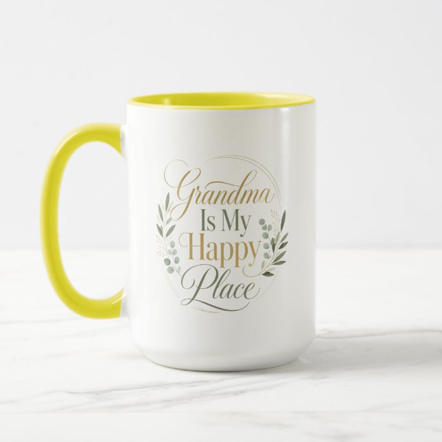 Mormor är min lyckliga plats mors dag mugg (Vänster)