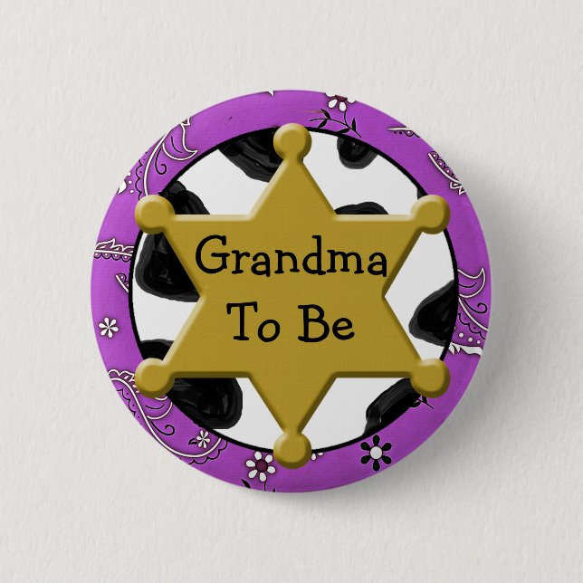 Mormor att bli Blue Bandanna Baby Shower Button Knapp (Framsida)