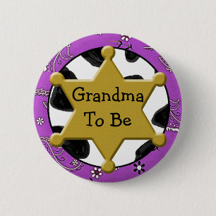 Mormor att bli Blue Bandanna Baby Shower Button Knapp