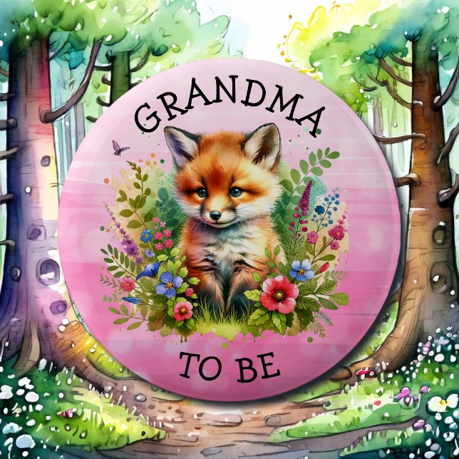 Mormor att bli | Fox Woodland Theter Baby Shower Knapp (Skapare uppladdad)