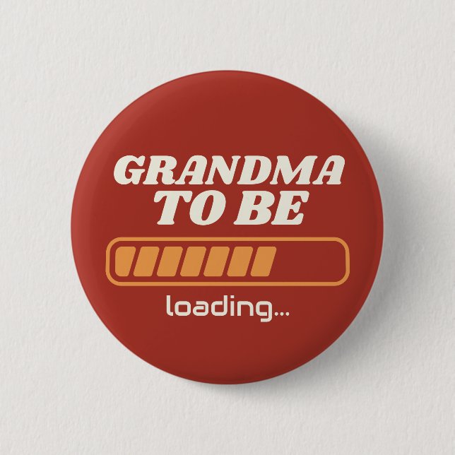 Mormor Att Vänta Anpassad Röd Bebis Shower Fest Knapp (Framsida)