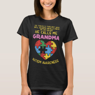 Mormor Autism Medvetenhet Autistisk Pojke Stycke M T Shirt