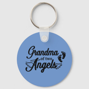 Mormor av två änglar Keychain Nyckelring