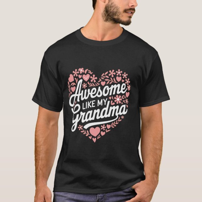 Mormor Awesome Liksom Min Farfar T Shirt (Framsida)