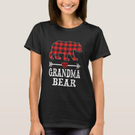 Mormor Bear jul Pajama Red Plaid Buffalo T Shirt