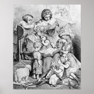 Mormor berättar en historia för henne poster