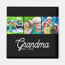 Mormor Bestämde Skript Svart 3 Foto Magnet
