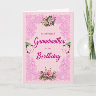 Mormor Birthday med Rosa ros Kort