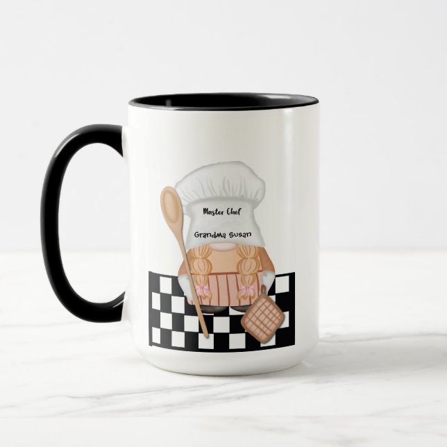 Mormor Birthday Whimsical Gnome Chef Cooking Mugg (Vänster)