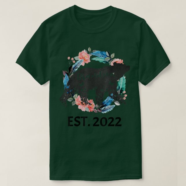 Mormor björn est 2022 nyfödd bebis gravid mor t shirt (Design framsida)