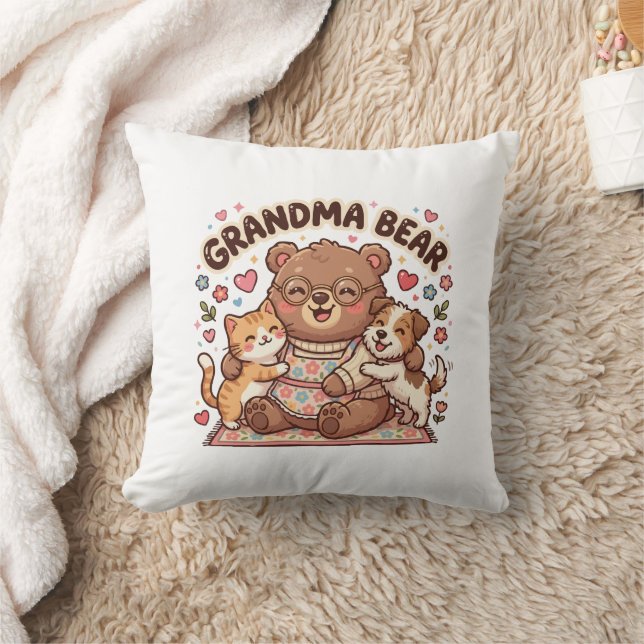 Mormor Björn Söt Kram Kudde (Filt)