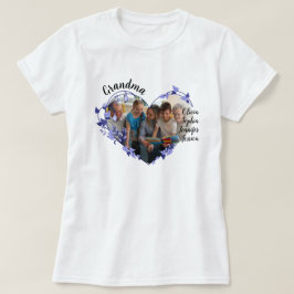 Mormor-blomsterhjärta med Barnbarn Namn och foto T Shirt